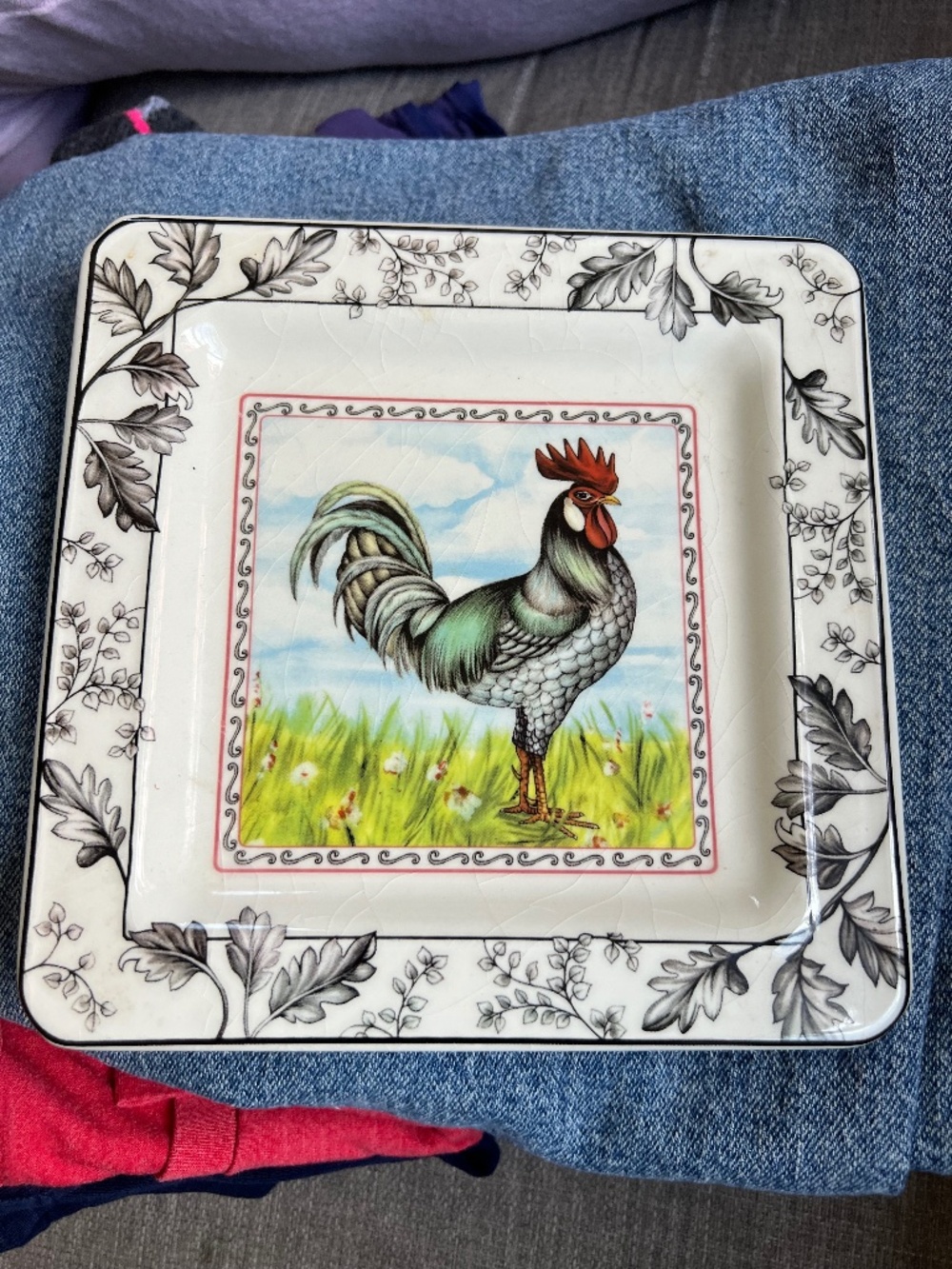 A set of 3 vintage galletti square ceramic plates